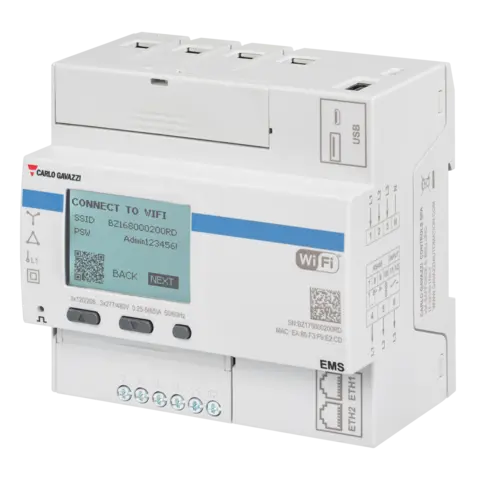 Carlo Gavazzi EMS10AV2O1X Three-phase IoT Energy Meter, 120–277 V L-N, 208–480 V L-L,
