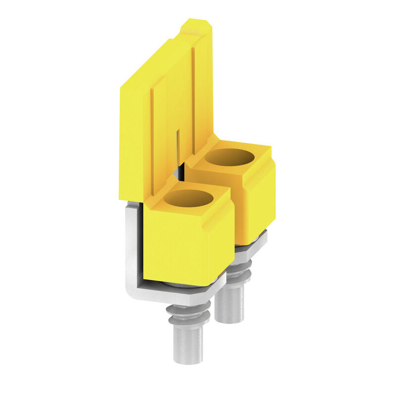 1052560000 Cross-connector (terminal), when screwed in, yellow, 76 A, Number of poles: 2, Pitch in mm (P): 9.90, Insulated: Yes, Width: 7.55 mm WQV 10/2