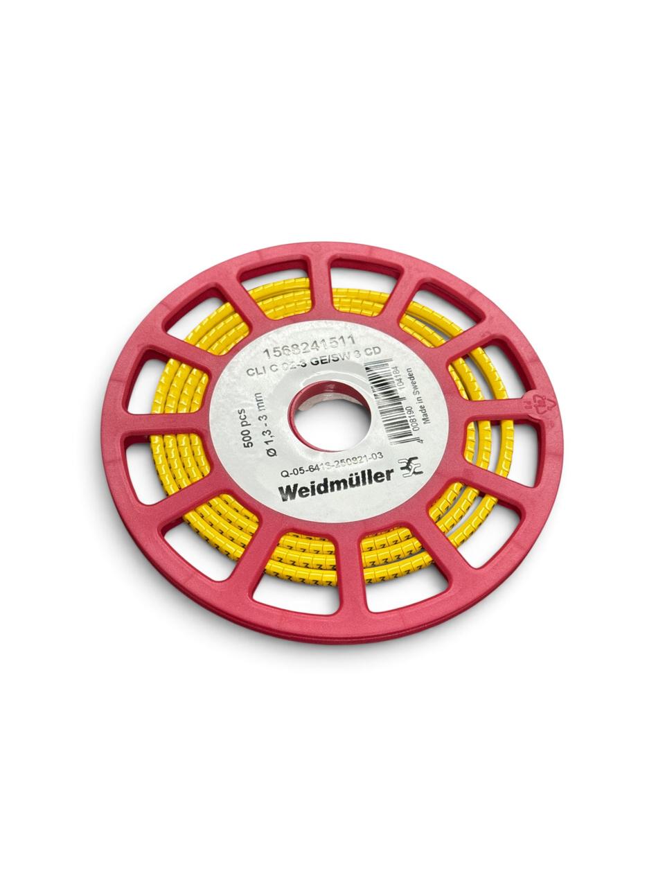 1568241511 CLI C 02-3 GE/SW 3 CD CableLine WEIDMULLER, Conductor and cable markers, 1.3 - 3 mm, 3 x 3.4 mm, yellow
