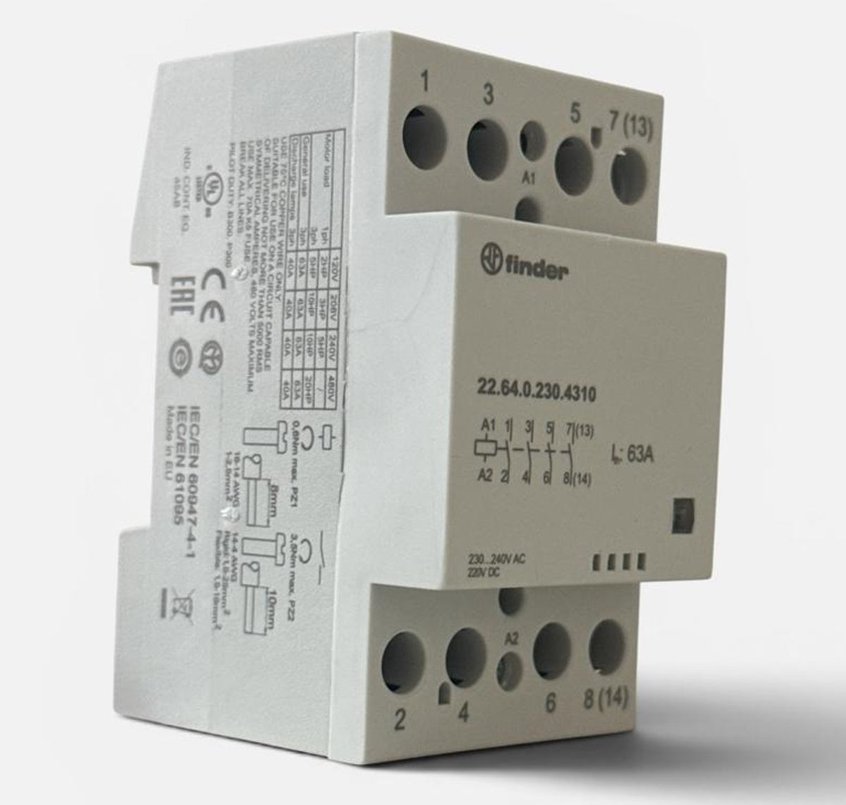 22.64.0.230.4310 MODULAR CONTACTOR 63A 10HP FINDER