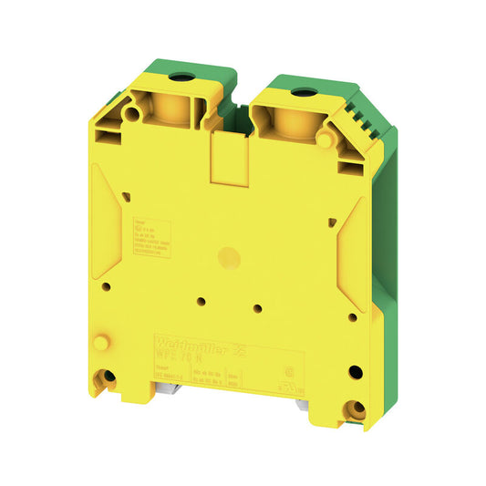 9512200000 WPE 70N/35 PE terminal, Screw connection, Green/yellow, 70 mm², 1000 V, Number of connections: 2, Number of levels: 1, TS 35, V-0, Wemid