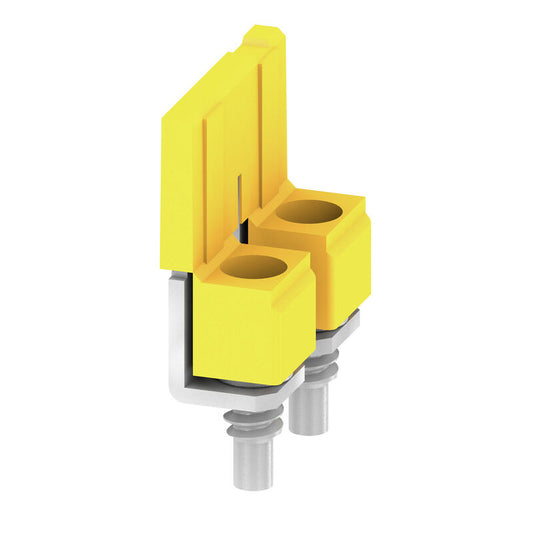 1052560000 Cross-connector (terminal), when screwed in, yellow, 76 A, Number of poles: 2, Pitch in mm (P): 9.90, Insulated: Yes, Width: 7.55 mm WQV 10/2
